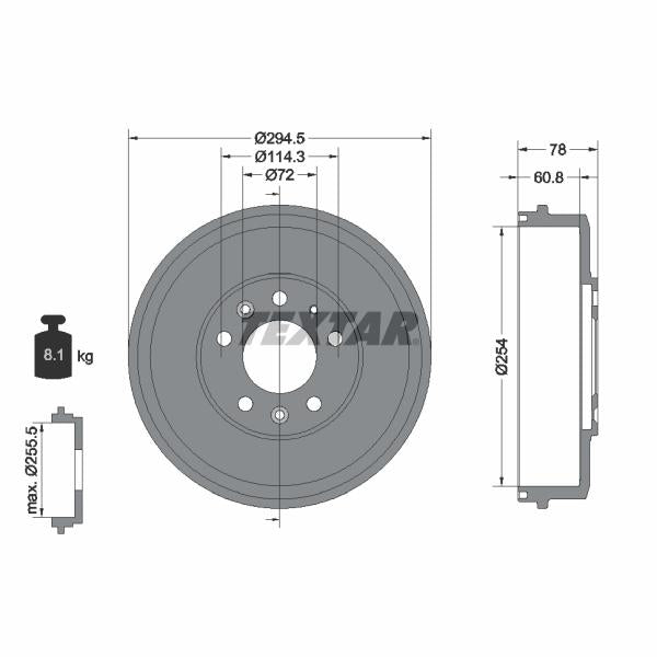 TEXTAR 94038300 Brake Drum