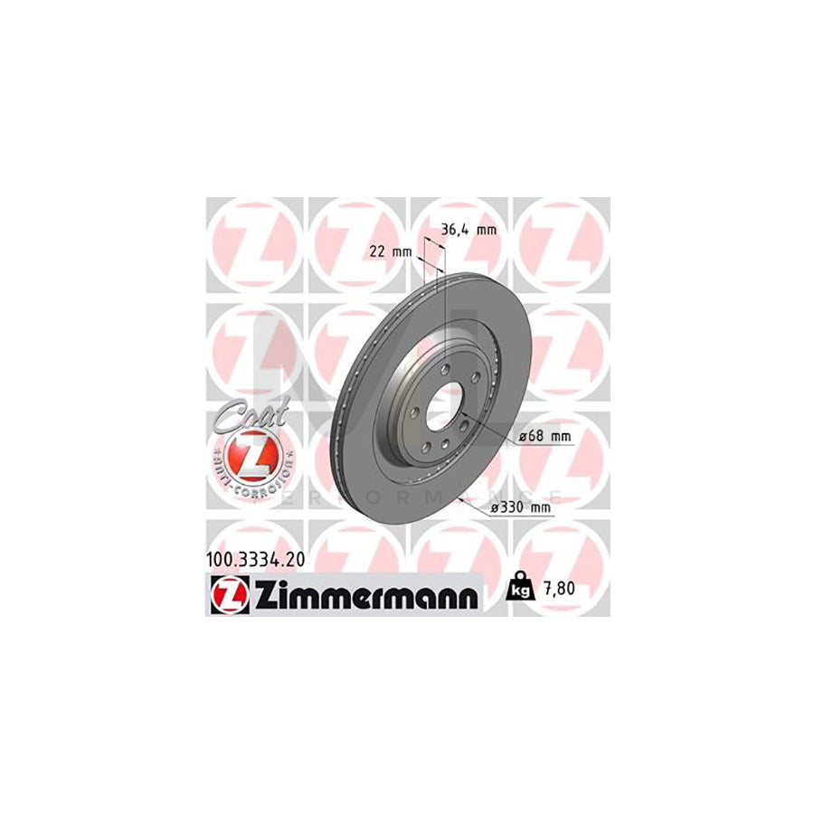 ZIMMERMANN COAT Z 100.3334.20 Brake Disc Externally Vented, Coated, High-carbon | ML Performance Car Parts