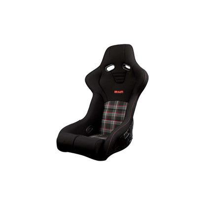BRAUM Falcon-R Series Fixed Back Bucket Composite Seat Black Red Plaid - Priced Per Seat | ML Performance US Car Parts