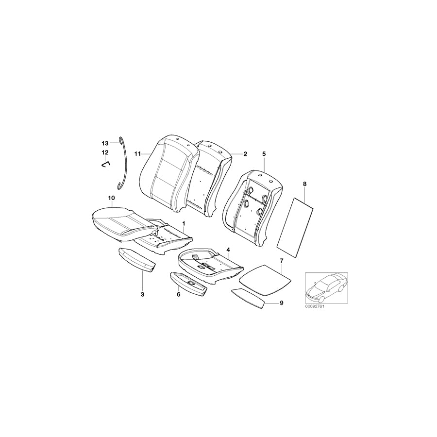 Genuine BMW 52107075366 E61 E60 Seat Upholstery (Inc. 525xd, 525d & 525i) | ML Performance US Car Parts