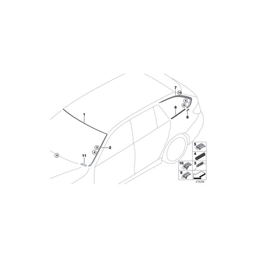 Genuine BMW 51357312904 F31 Seal, Rear Right Side Window ALU MATT (Inc. 318dX, 318i & 320i) | ML Performance US Car Parts