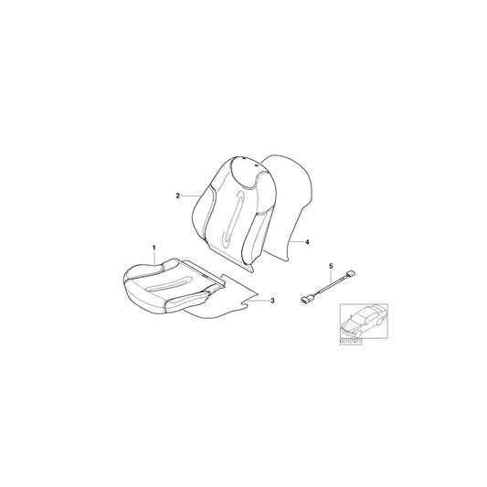 Genuine BMW 52107051145 R50 Cover Backrest Cloth Left S5PN PANTHER BL (Inc. One 1.6i, One 1.4i & Cooper) | ML Performance US Car Parts