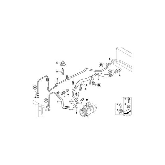 Genuine BMW 64509187296 E66 E65 E67 Suction Pipe Evaporator-Compressor (Inc. 745Li, 735Li & 750Li) | ML Performance US Car Parts