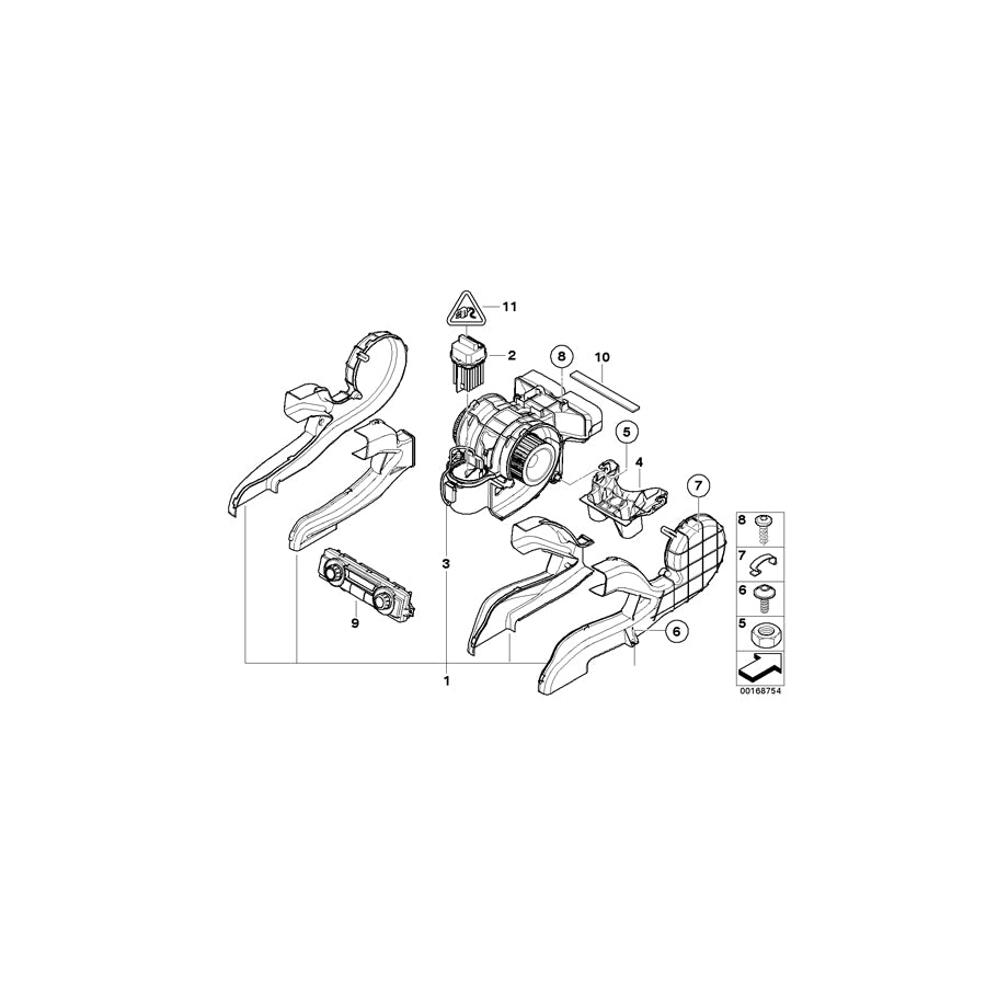 Genuine BMW 64106977950 E70 Blower Motor With Housing (Inc. X5) | ML Performance US Car Parts