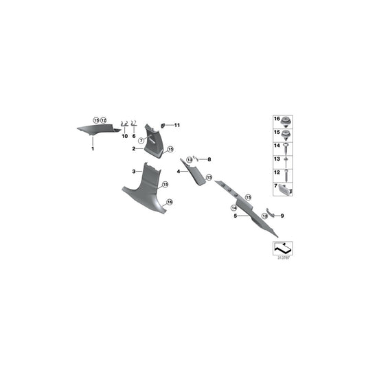 Genuine BMW 51437305515 F34 F34 Left Column A Cover EVERESTGRAU (Inc. 328i, 320iX & 318d) | ML Performance US Car Parts