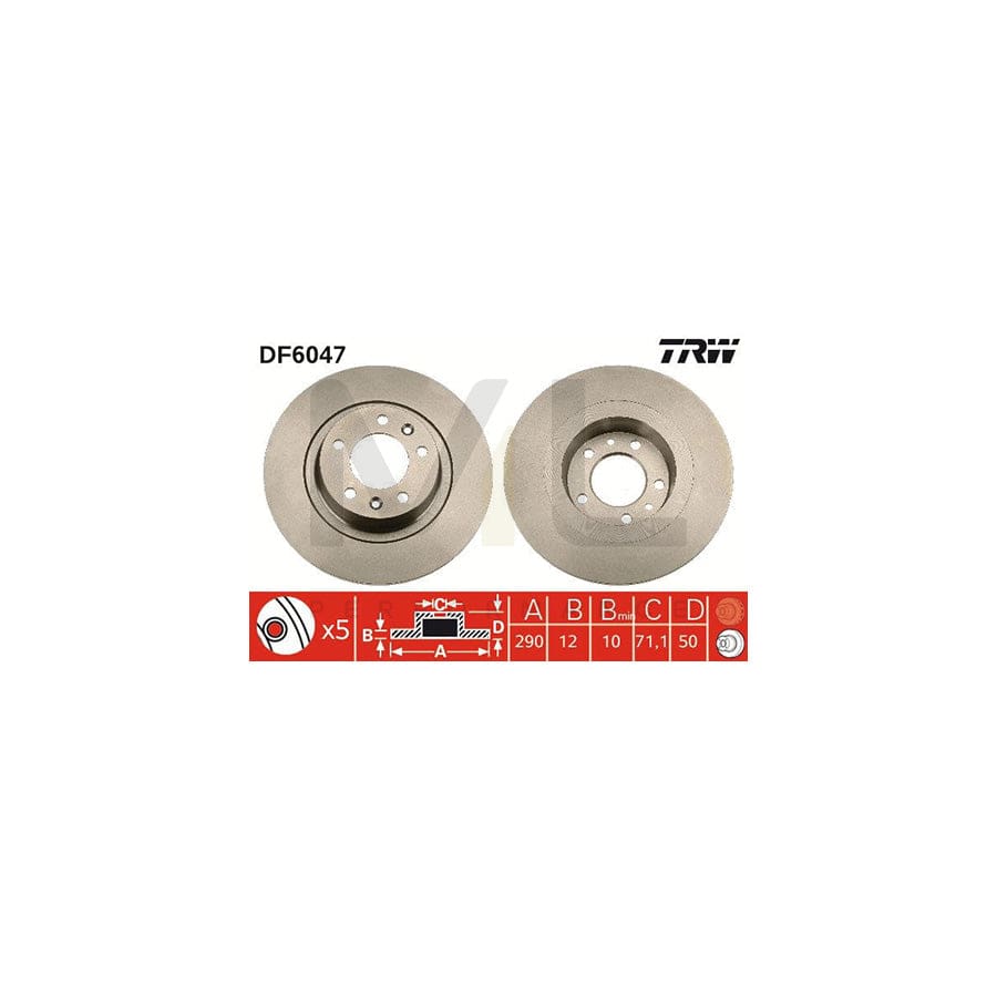 TRW DF6047 Brake Disc for PEUGEOT 407 Coupe Solid, Painted | ML Performance Car Parts