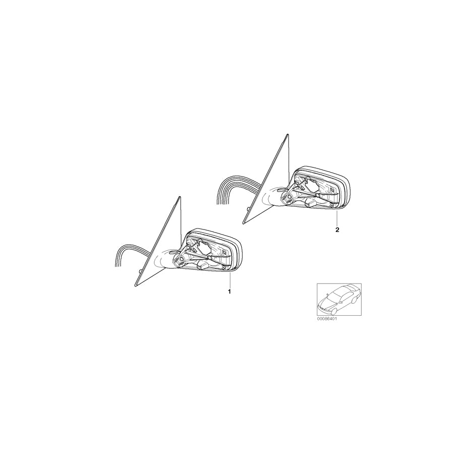 Genuine BMW 51167190208 E65 E66 Outside Mirror W/Out Glass Heated Right SHADOW-LINE (Inc. 750i, 745Li & 740Li) | ML Performance US Car Parts