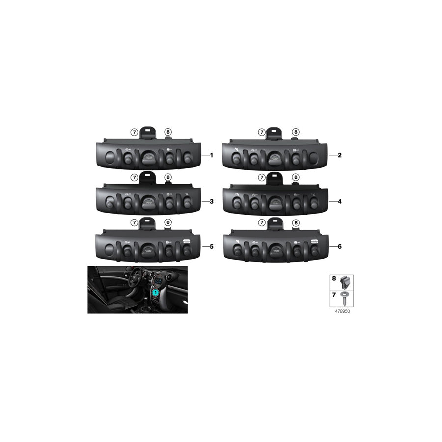 Genuine BMW 61319328289 F55 Cabrio F56 Switch Unit, Center Console SST, MSA, DTC, HUD (Inc. One, Cooper S & One D) | ML Performance US Car Parts