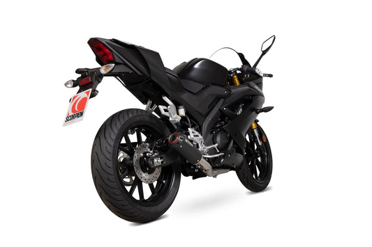Scorpion PYA113SYSBCER Yamaha YZF-R125 Red Power Full System - Black Ceramic Coated Sleeve | ML Performance US US