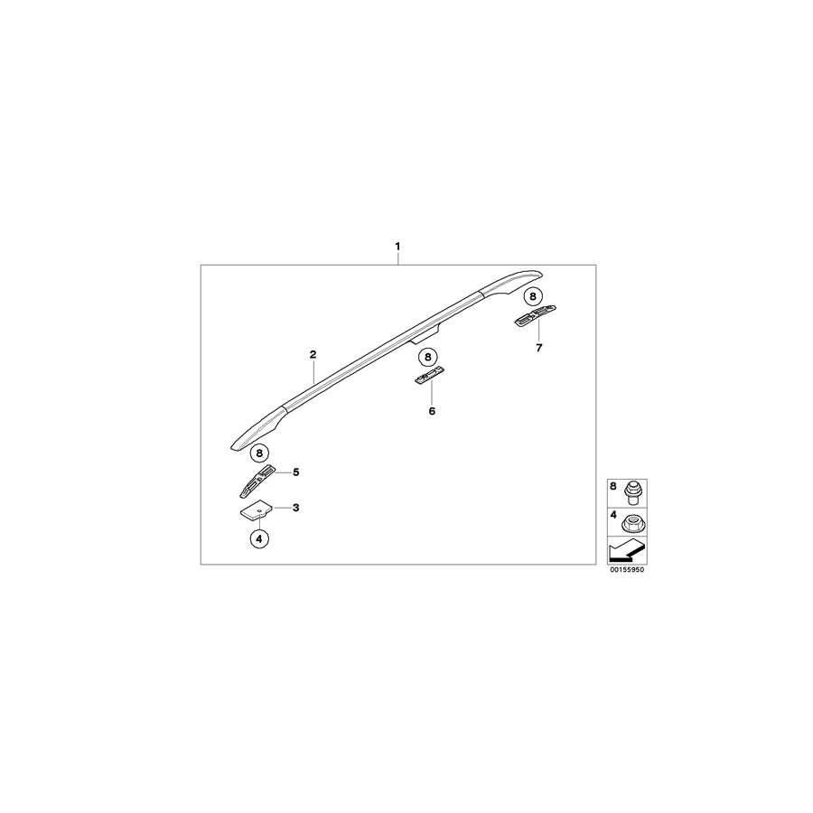 Genuine BMW 51138193027 E39 Roof Railing, Left SCHWARZ MATT (Inc. 525d, 528i & 540i) | ML Performance US Car Parts