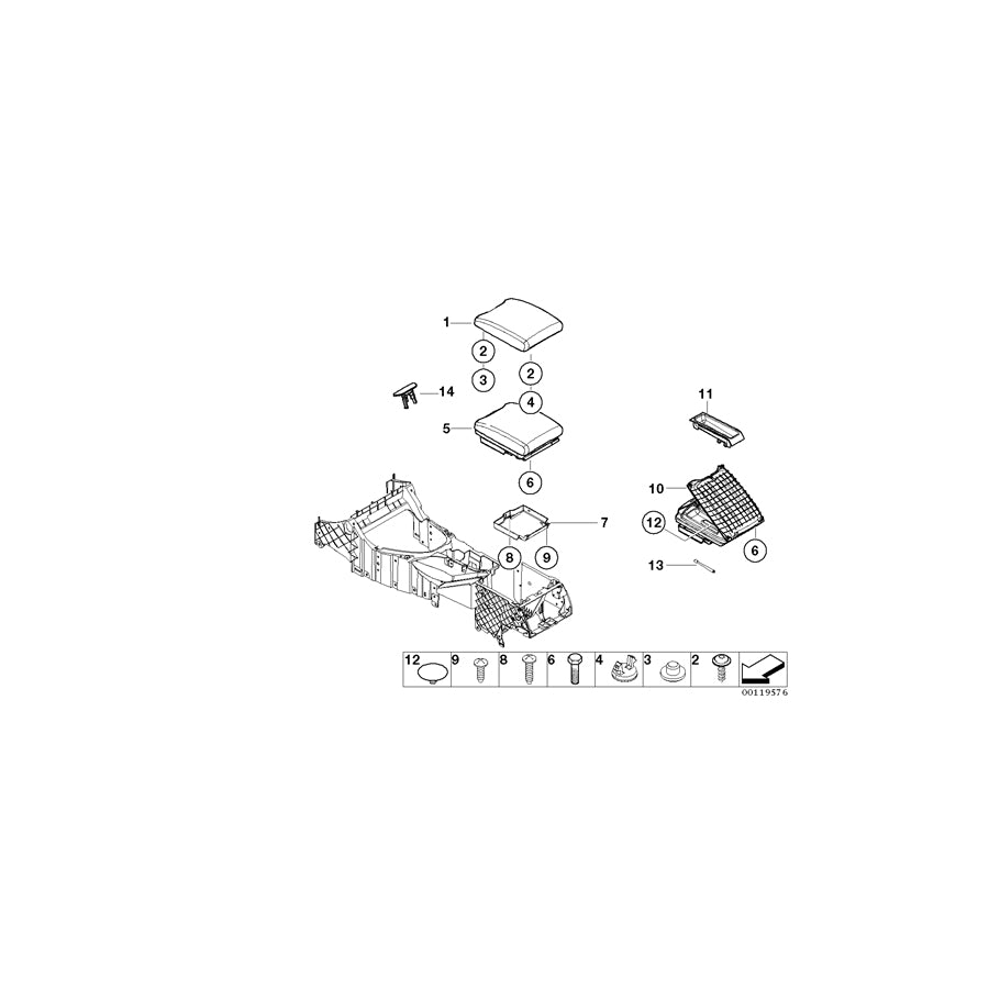 Genuine BMW 51168263753 E53 Cover, Center Arm Rest SCHWARZ (Inc. X5 4.8is, X5 3.0d & X5 3.0i) | ML Performance US Car Parts