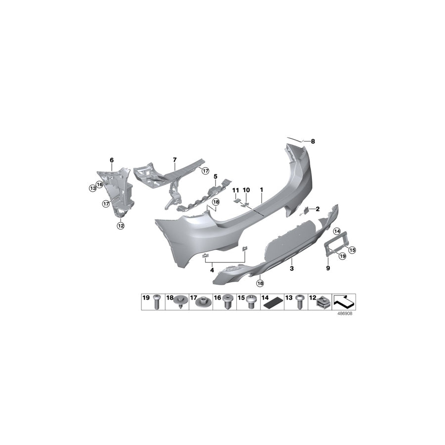 Genuine BMW 51128090077 F39 Bumper Trim Panel, Rear Bottom Painted MSX 2BORDIG PDC (Inc. X2 20dX, X2 20iX & X2 25dX) | ML Performance US Car Parts