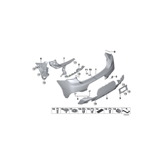 Genuine BMW 51128090077 F39 Bumper Trim Panel, Rear Bottom Painted MSX 2BORDIG PDC (Inc. X2 20dX, X2 20iX & X2 25dX) | ML Performance US Car Parts