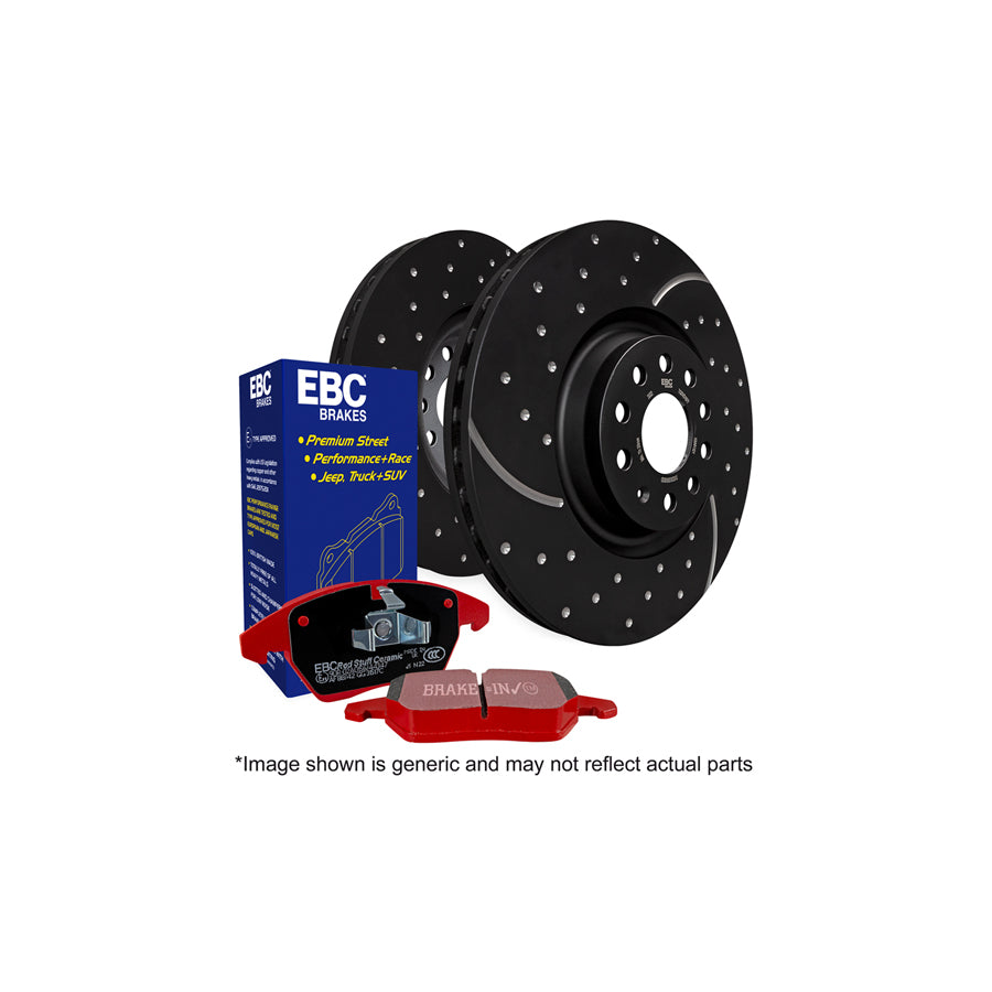 EBC PD12KF332 Subaru Redstuff Front Brake Pad & GD Disc Kit - Akebono Caliper (Inc. Impreza & Legacy) 1 | ML Performance US Car Parts