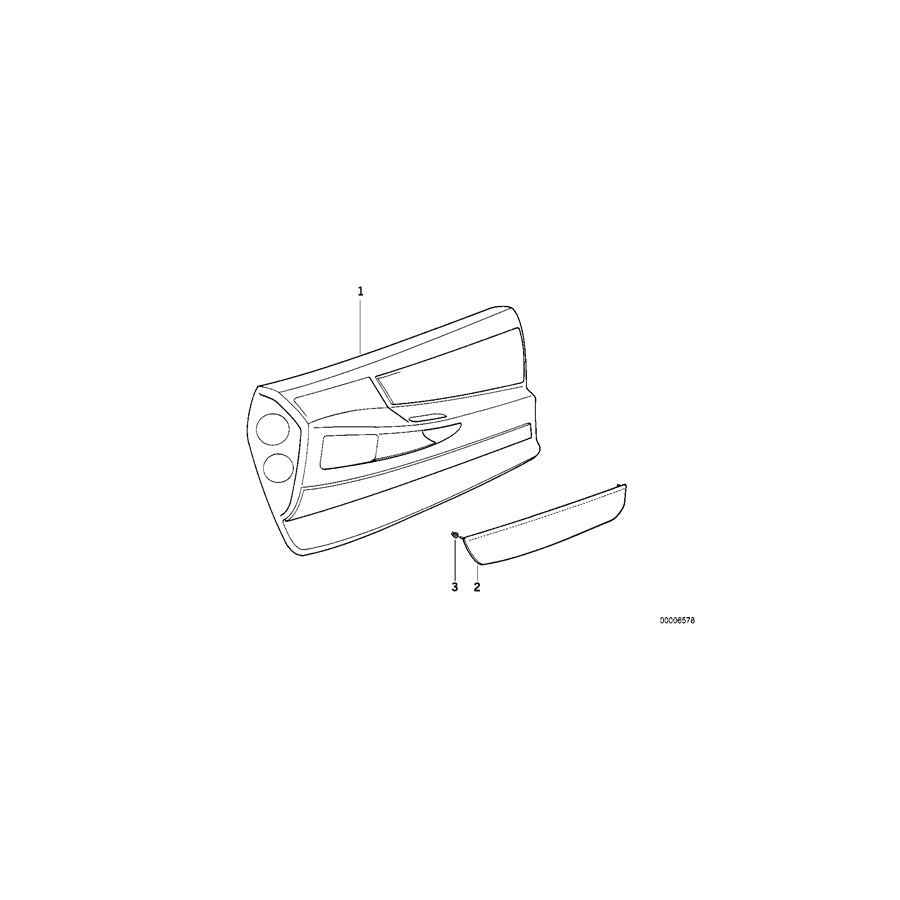 Genuine BMW 51418161827 E31 Door Trim Panel, Front Left 0353 SILB.GR.HE (Inc. 840i, 850Ci & 840Ci) | ML Performance US Car Parts