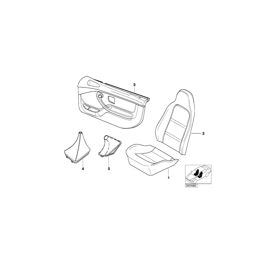 Genuine BMW 51412496762 E36 Door Lining Leather Right Q6ES ESTORILBL. (Inc. Z3 2.8, Z3 M & Z3 1.8) | ML Performance US Car Parts