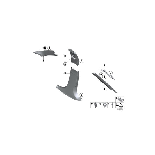 Genuine BMW 51437288221 F31 F80 F30 Cover, B-Column Bottom Left OYSTER (Inc. 328dX, 320d ed & 330e) | ML Performance US Car Parts