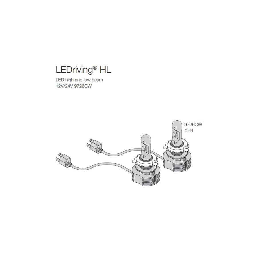 OSRAM  6000K Cool White H4 LED Headlight Bulb Kit to replace H4 Halogen 9726CW