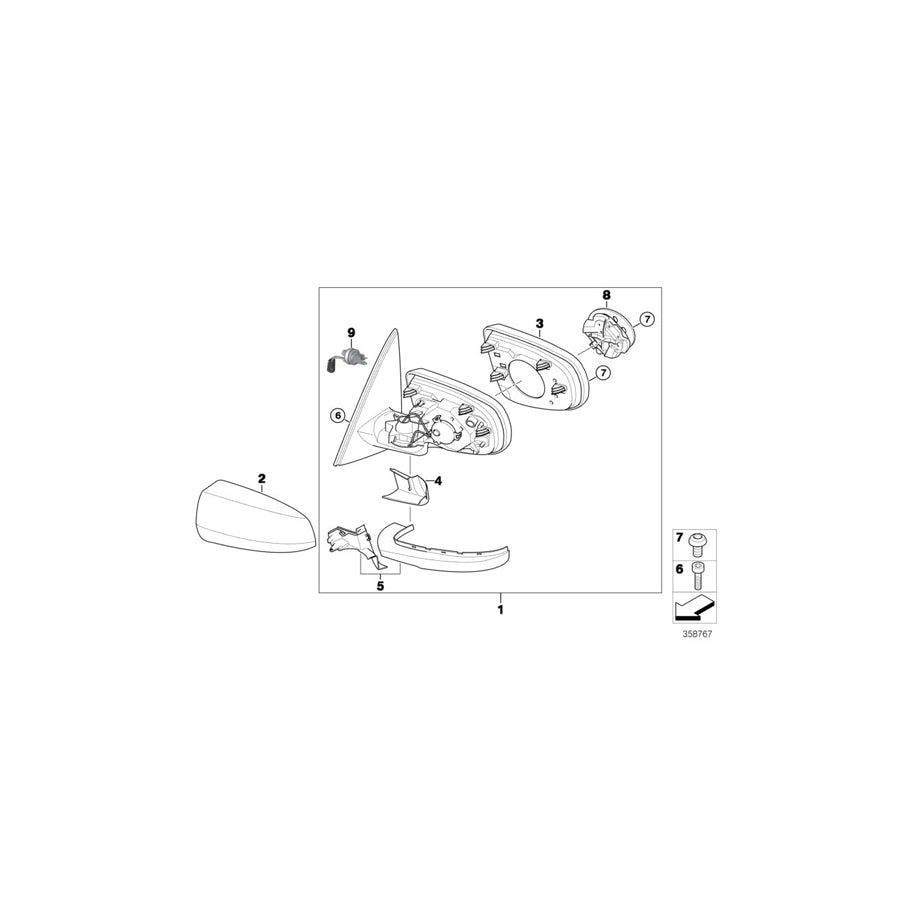 Genuine BMW 51167181166 E71 E72 Exterior Mirror Right (Inc. X6 30dX, X6 40dX & X6 50iX) | ML Performance US Car Parts