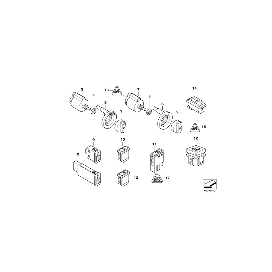 Genuine BMW 61318363687 E39 Switch Fog Tail Light (Inc. 520d, 525d & 525td) | ML Performance US Car Parts