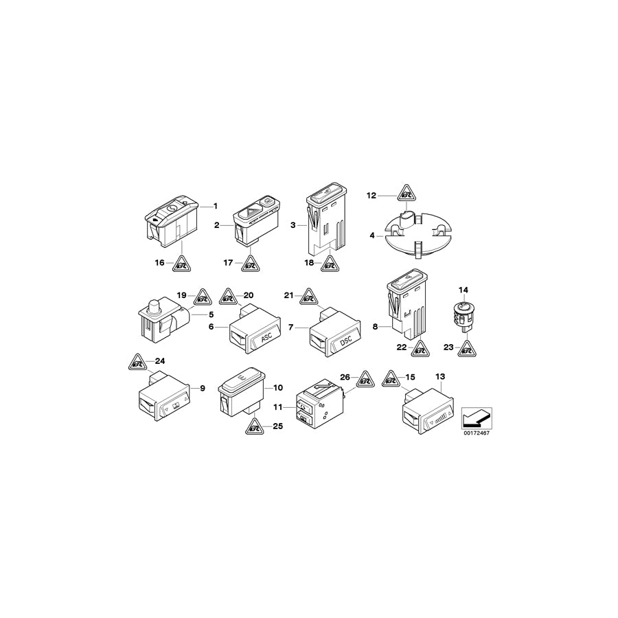 Genuine BMW 61319169291 E46 Switch For Seat Heater, Left And Right (Inc. 316i 1.9, 316i 1.6 & 330xd) | ML Performance US Car Parts