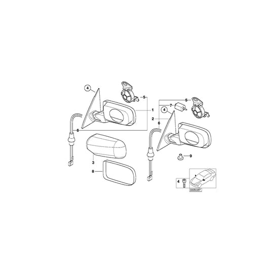 Genuine BMW 51168245131 E46 Heated Outside Mirror, Left (Inc. 316i, 320d & 330i) | ML Performance US Car Parts