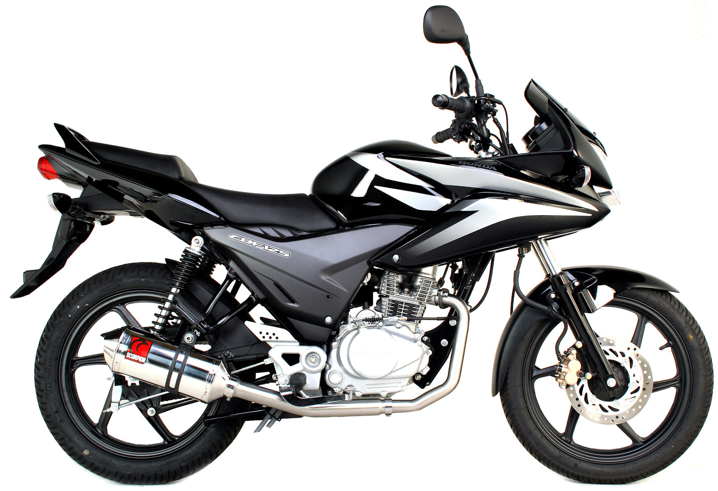 Scorpion EHA107SEO Honda CBF125  Factory Oval Full System - Polished Stainless Steel Sleeve | ML Performance US US