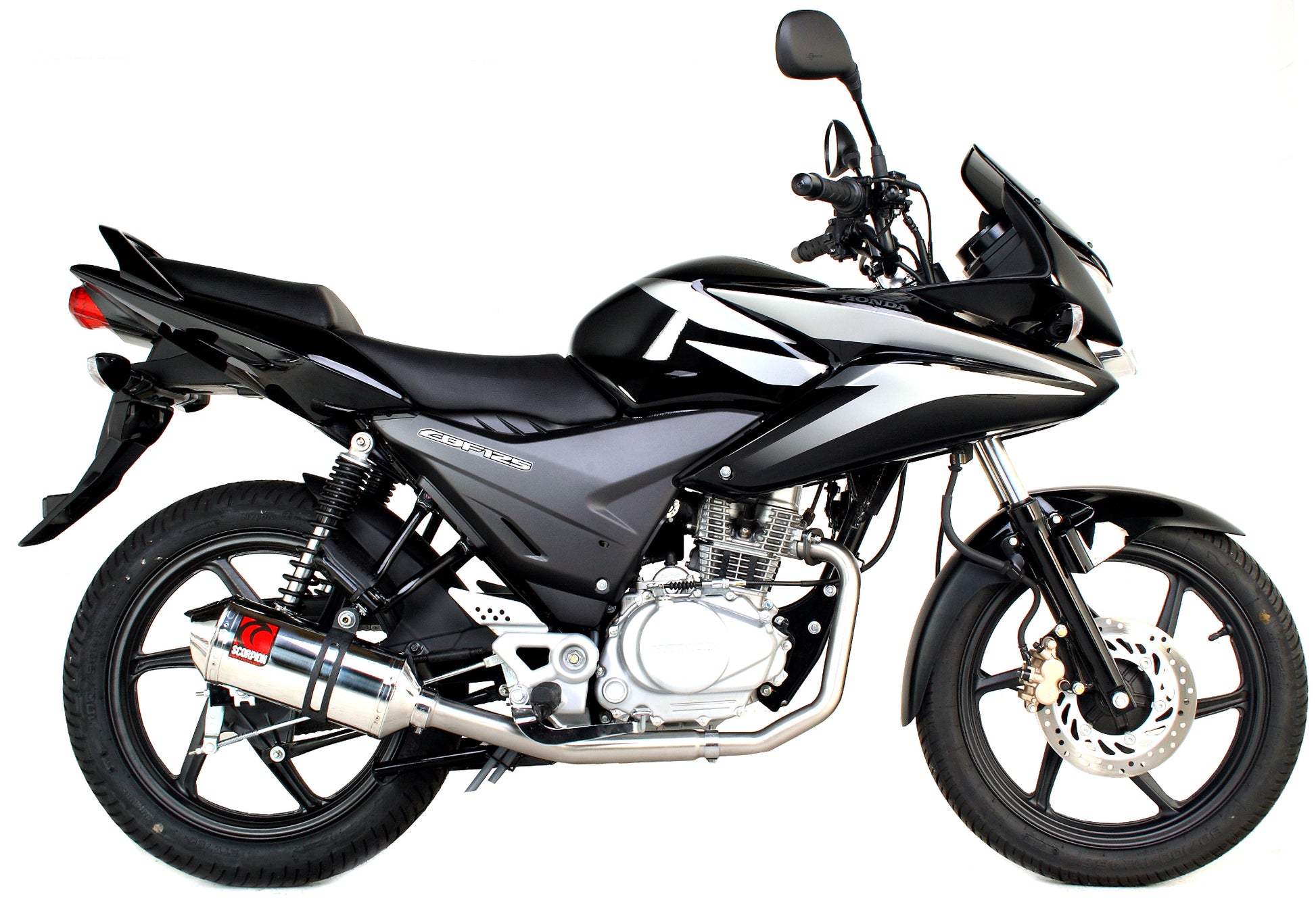 Scorpion EHA107SEO Honda CBF125  Factory Oval Full System - Polished Stainless Steel Sleeve | ML Performance US US