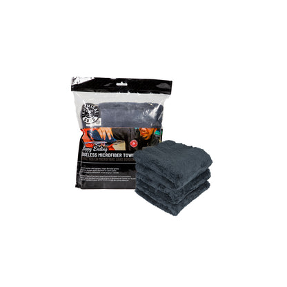 Chemical Guys Happy Ending Edgeless Microfiber Towels, 16"x16" (3 Pack) Black | ML Performance US Car Parts