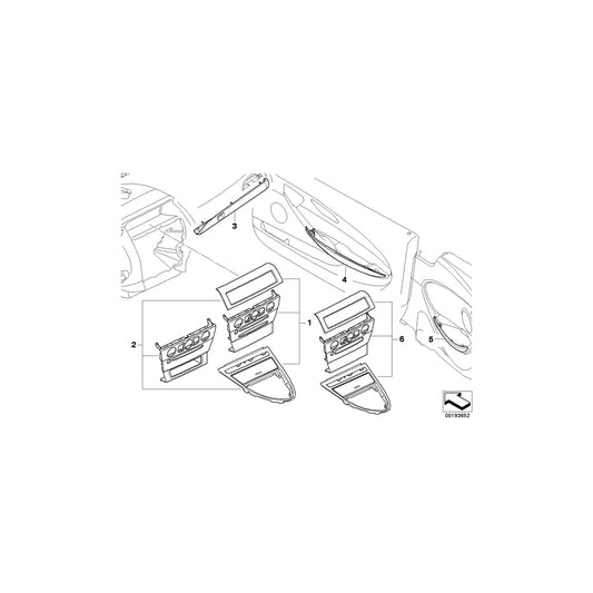 Genuine BMW 51417116054 E63 E64 Decorative Strip, Door Front Right BIRKE GRAU (Inc. 635d, 650i & 645Ci) | ML Performance US Car Parts