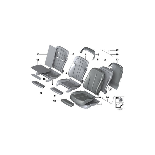 Genuine BMW 52107280654 F06 F12 Cover, Comf. Backrest, Rear Leather Rt LCEX ELF.WEISS (Inc. ALPINA B6, 650iX 4.0 & 640i) | ML Performance US Car Parts