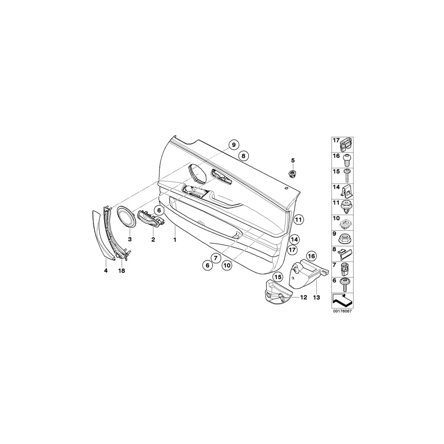 Genuine BMW 51419154156 E90 E91 Door Trim Panel, Fabric, Front Right GRAU (Inc. 330d, 328xi & 318i) | ML Performance US Car Parts