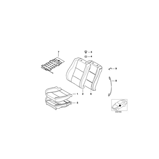 Genuine BMW 52107051732 E39 Cover Backrest Cloth F4AT ANTHRAZIT (Inc. 525tds, 520i & 535i) | ML Performance US Car Parts