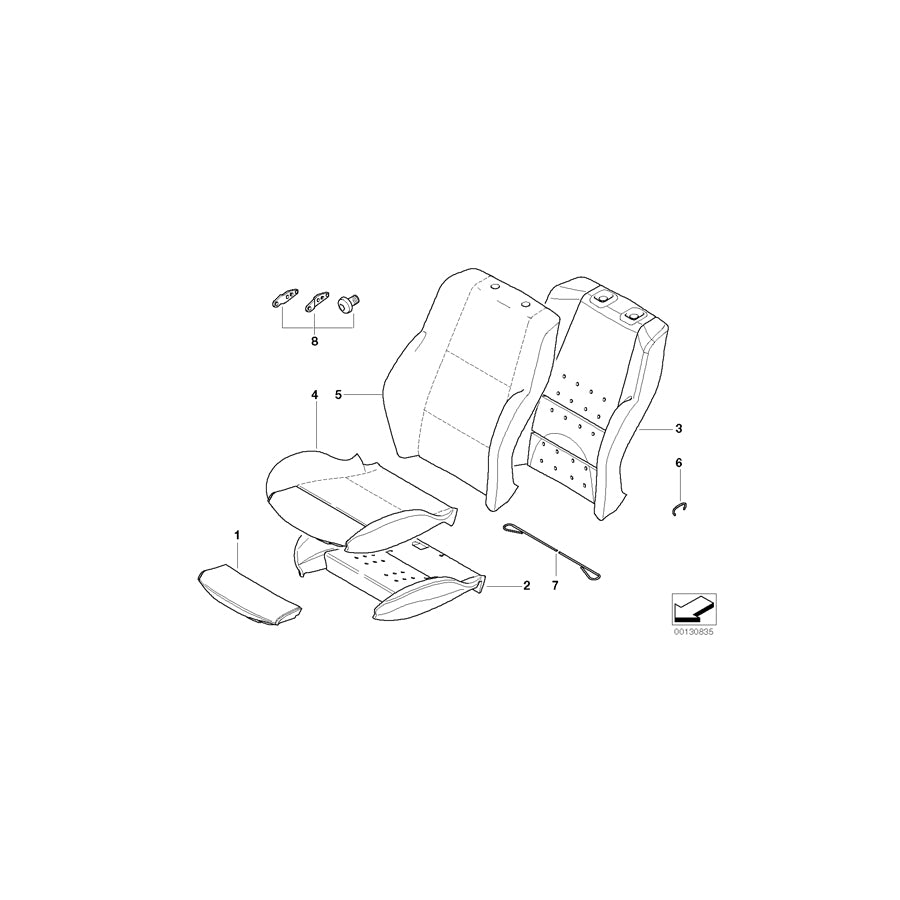 Genuine BMW 52109118472 E63 E63 Sports Seat Upholstery Parts, Right OC3 (Inc. 650i & 645Ci) | ML Performance US Car Parts