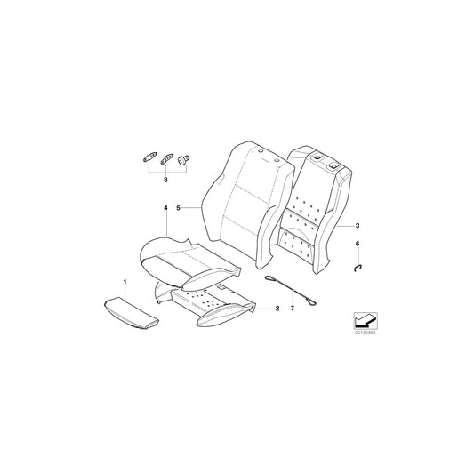 Genuine BMW 52109118472 E63 E63 Sports Seat Upholstery Parts, Right OC3 (Inc. 650i & 645Ci) | ML Performance US Car Parts