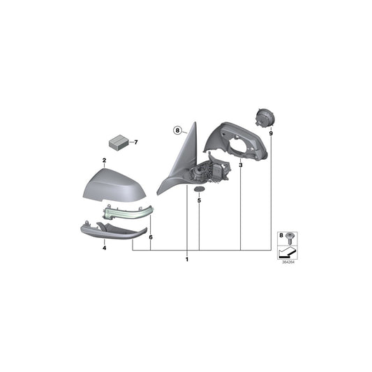 Genuine BMW 51167285218 F32 F33 Outside Mirror W/Out Glass Heated Right SHADOW-LINE (Inc. 425d, 430i & 440iX) | ML Performance US Car Parts