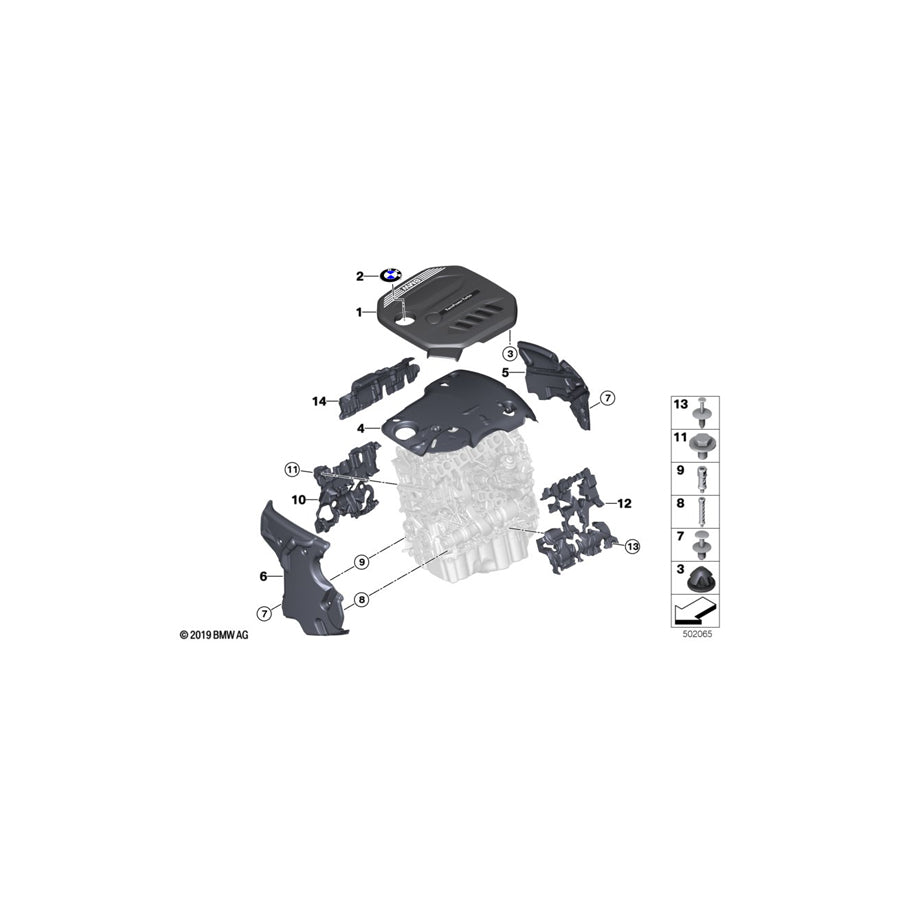 Genuine BMW 11148580383 G20 G30 G32 Acoustic Cover, Upper (Inc. 320dX, X4 20dX & 318d) | ML Performance US Car Parts