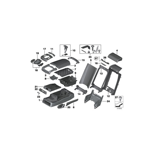 Genuine BMW 52207229484 F02 F01 F04 Mount For Armrest SCHWARZ (Inc. 740d, 740i & 730dX) | ML Performance US Car Parts