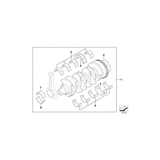 Genuine BMW 11217787744 E65 E60 E90 Guide-Bearing Shell Yellow 60,00MM (Inc. X3 2.0d, 520d & 330Cd) | ML Performance US Car Parts