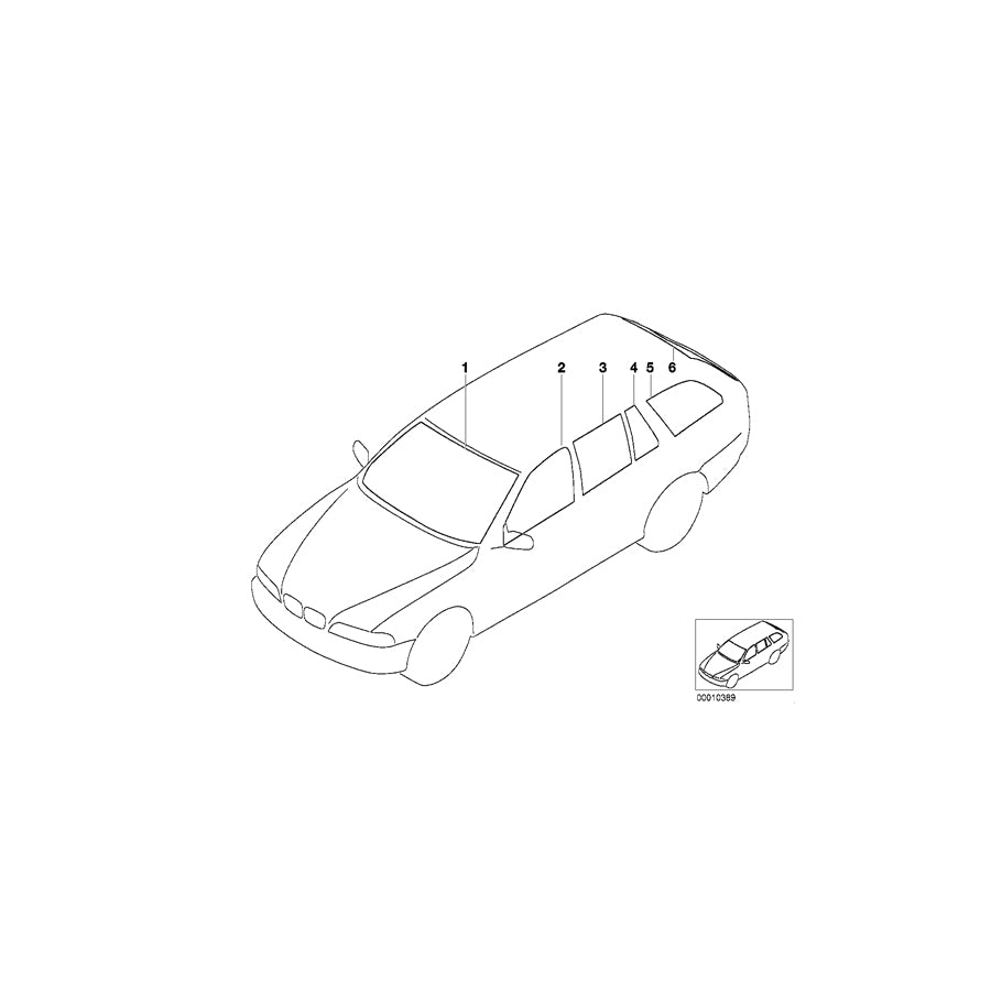 Genuine BMW 51367145035 E39 Green Side Window With Left Gasket SCHWARZ (Inc. 520d, 530d & 540i) | ML Performance US Car Parts