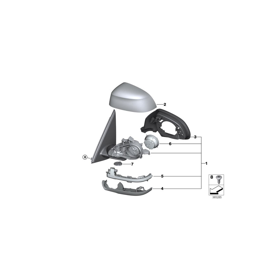 Genuine BMW 51167478042 F26 Outside Mirror W/Out Glass Heated Right (Inc. X4) | ML Performance US Car Parts