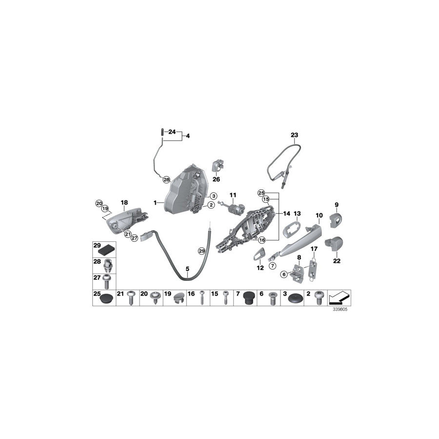 Genuine BMW 51419121185 E81 E87 E88 Door Handle, Inside Left BEIGE (Inc. M Coupé, 123d & 116d) | ML Performance US Car Parts