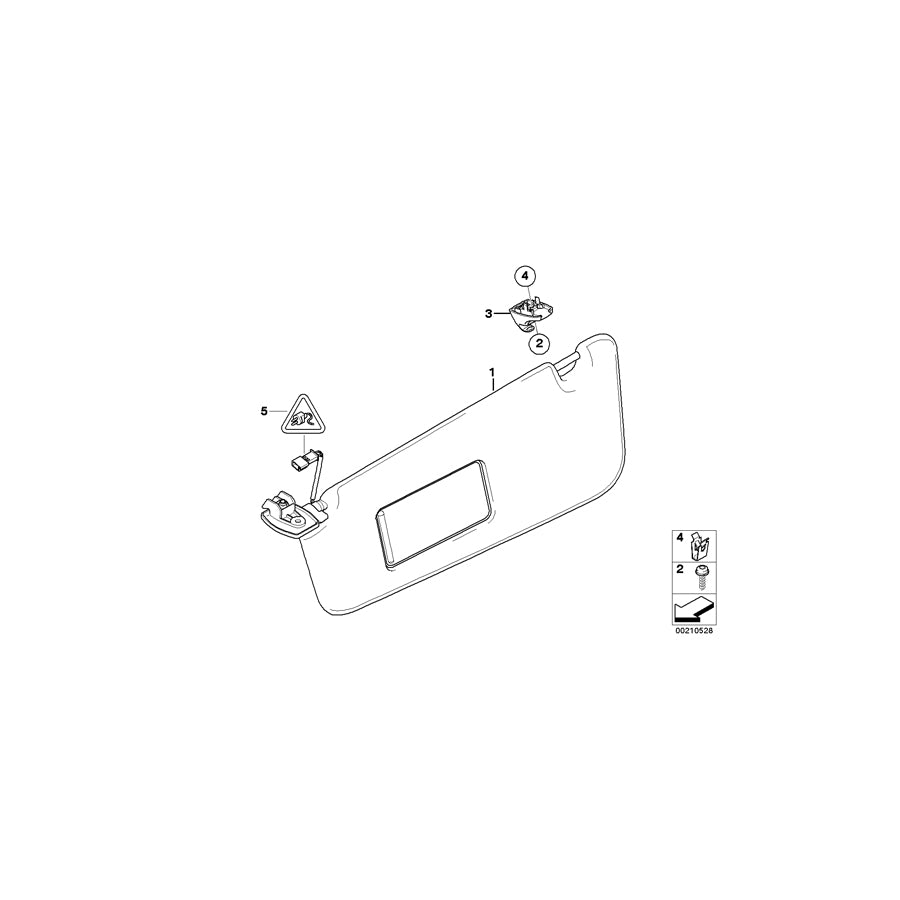 Genuine BMW 51166987120 E60 E61 Sun Visor/Mirror Illuminated Right CREAMBEIGE (Inc. 550i, 535xi & 535i) | ML Performance US Car Parts