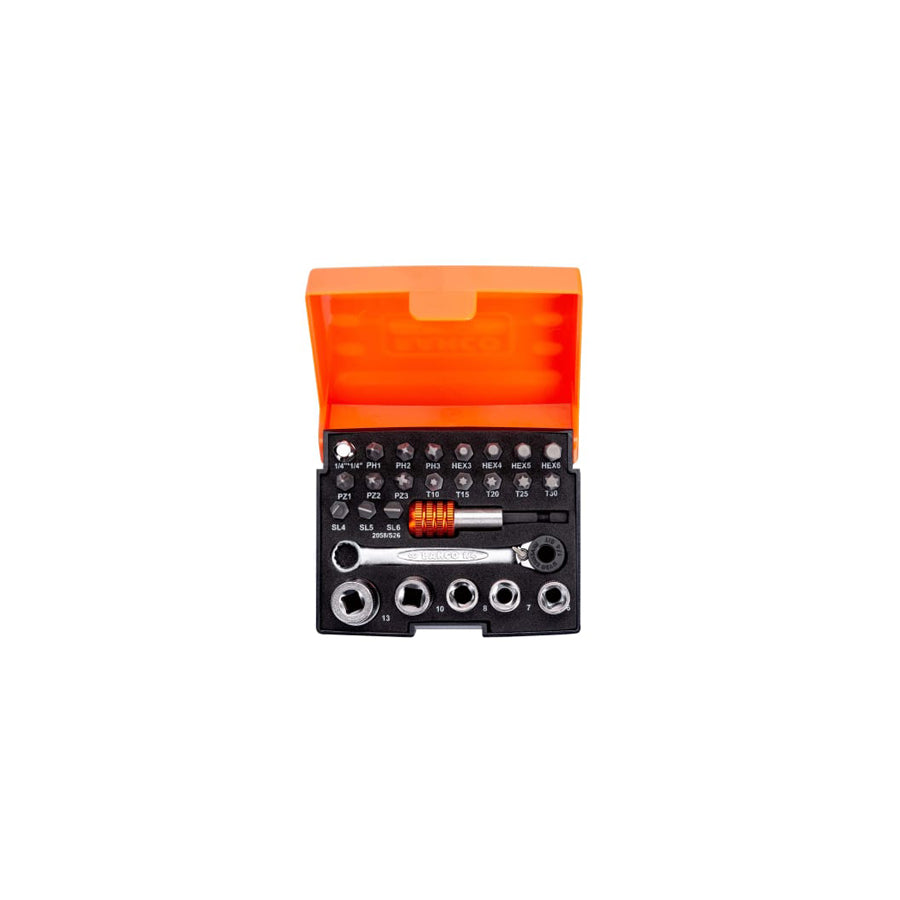 Bahco BAH2058S26 2058/S26 1/4in Drive Ratchet Socket Set, 26 Piece | ML Performance US