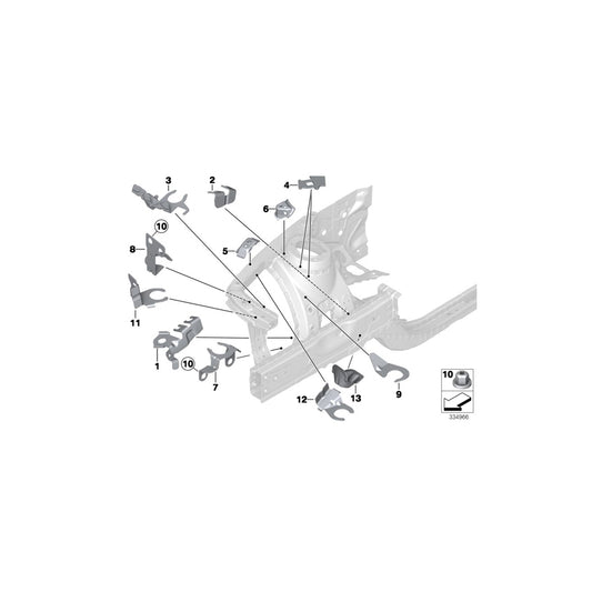 Genuine BMW 41008060136 F80 F82 Bracket, Intake Damper, Upper Right (Inc. M4, M4 GTS & M4 CS) | ML Performance US Car Parts