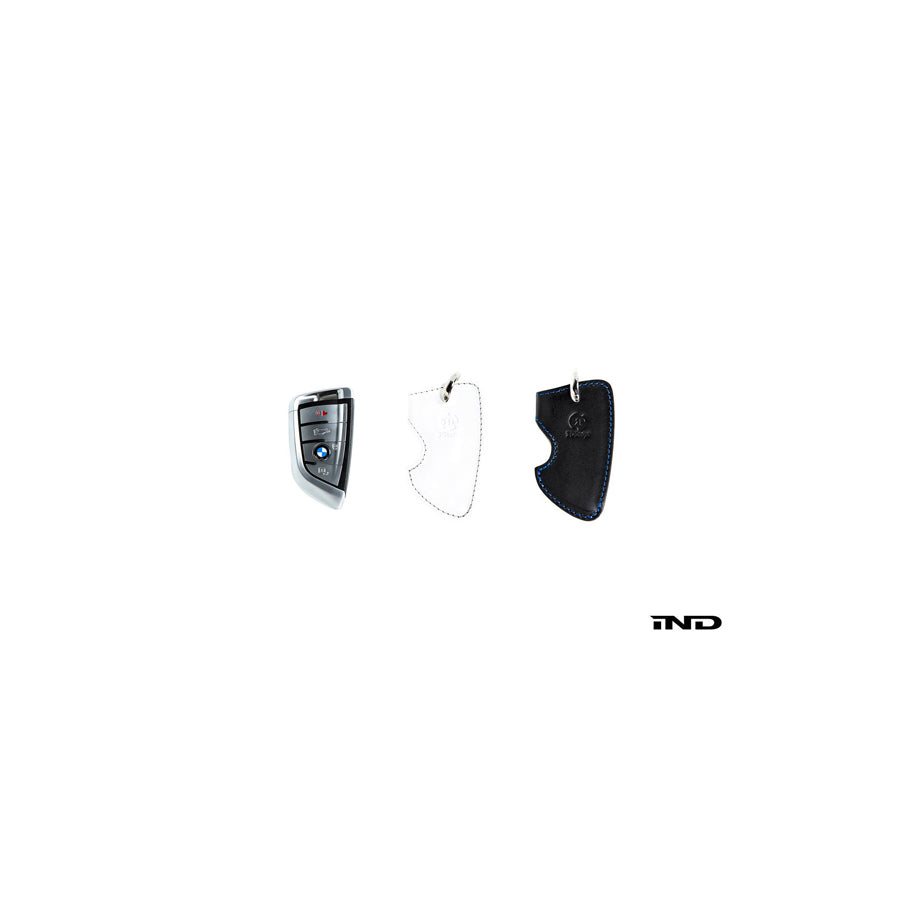 3D Design 7105-0131 Universal Black Leather Key Case (w/ Blue Stitching) - Type C