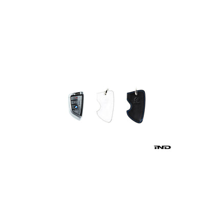 3D Design 7105-0131 Universal Black Leather Key Case (w/ Blue Stitching) - Type C