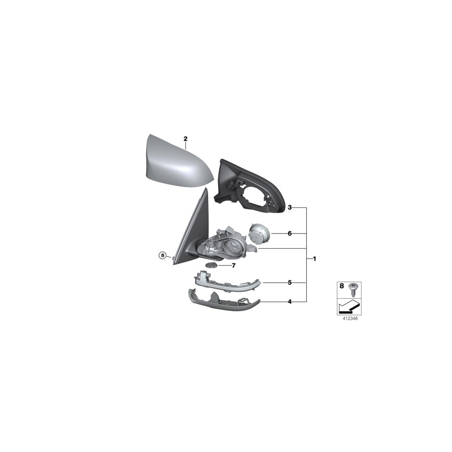 Genuine BMW 51168061687 Exterior Mirror, No Lens, Heated, Left SHADOW-LINE (Inc. X6 M) | ML Performance US Car Parts