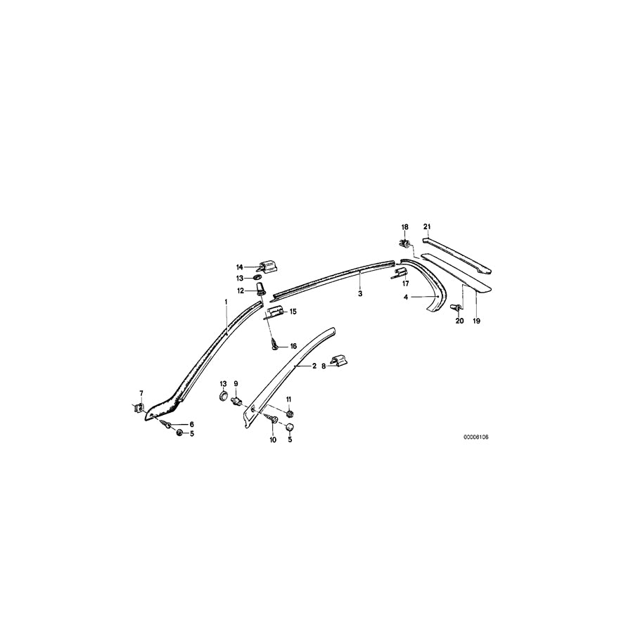 Genuine BMW 51131848796 E23 Moulding Roof Right (Inc. 735i, 732i & 733i) | ML Performance US Car Parts