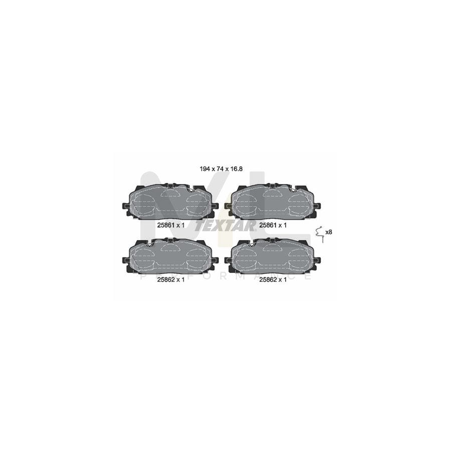 TEXTAR 2586101 Brake pad set prepared for wear indicator, with accessories | ML Performance Car Parts